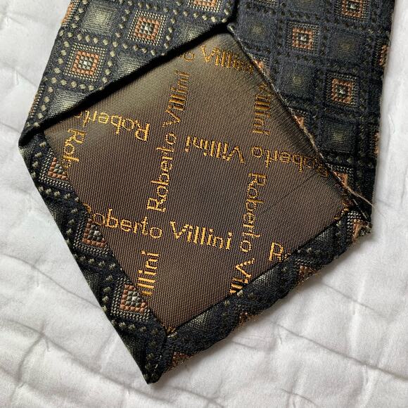 Roberto Villini Collezione 100% Silk Men’s Tie - Picture 4 of 5
